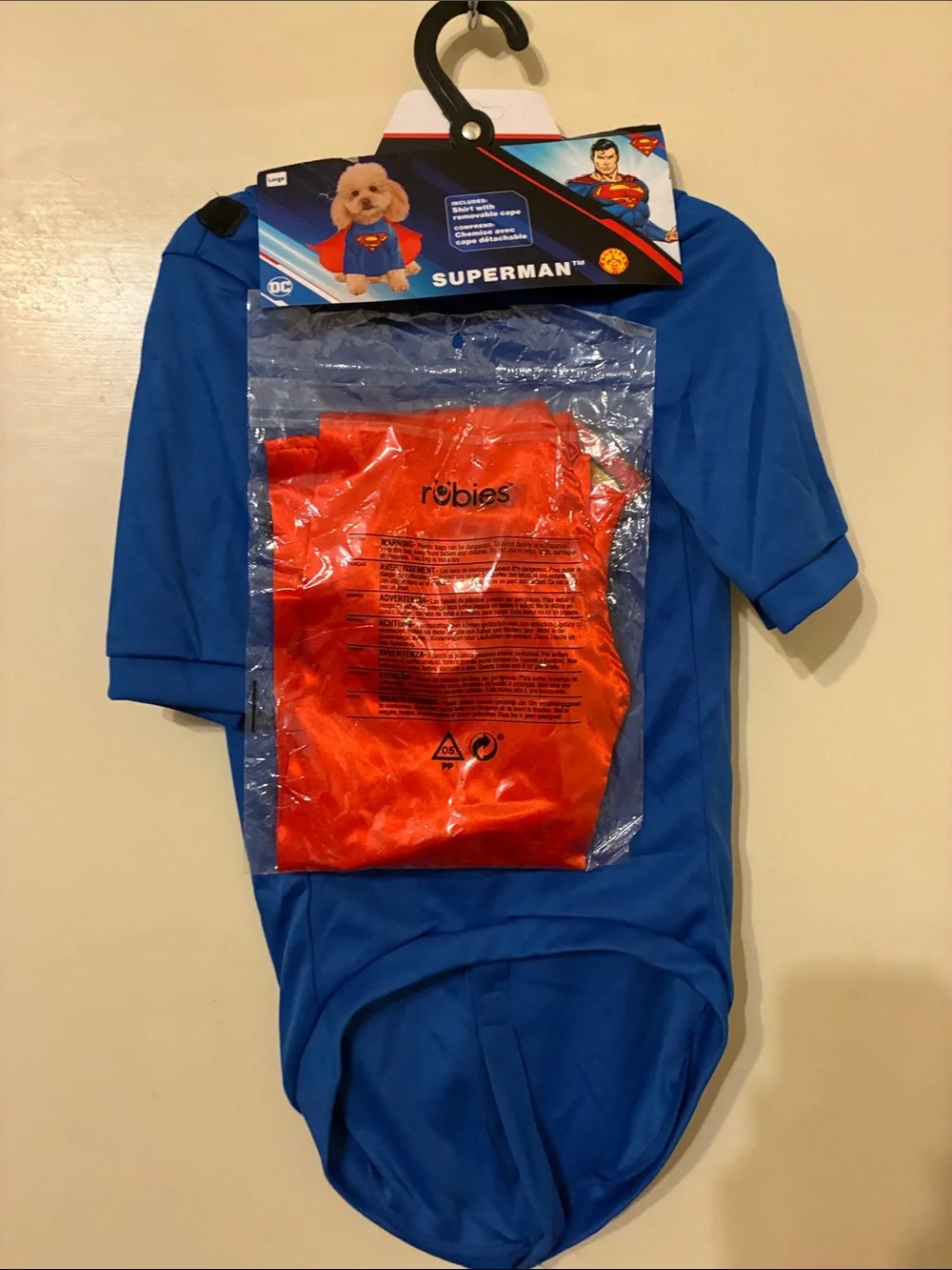 NWT Rubie's Superman DC Comics SuperheroesPet Cape Costume in Blue and Red